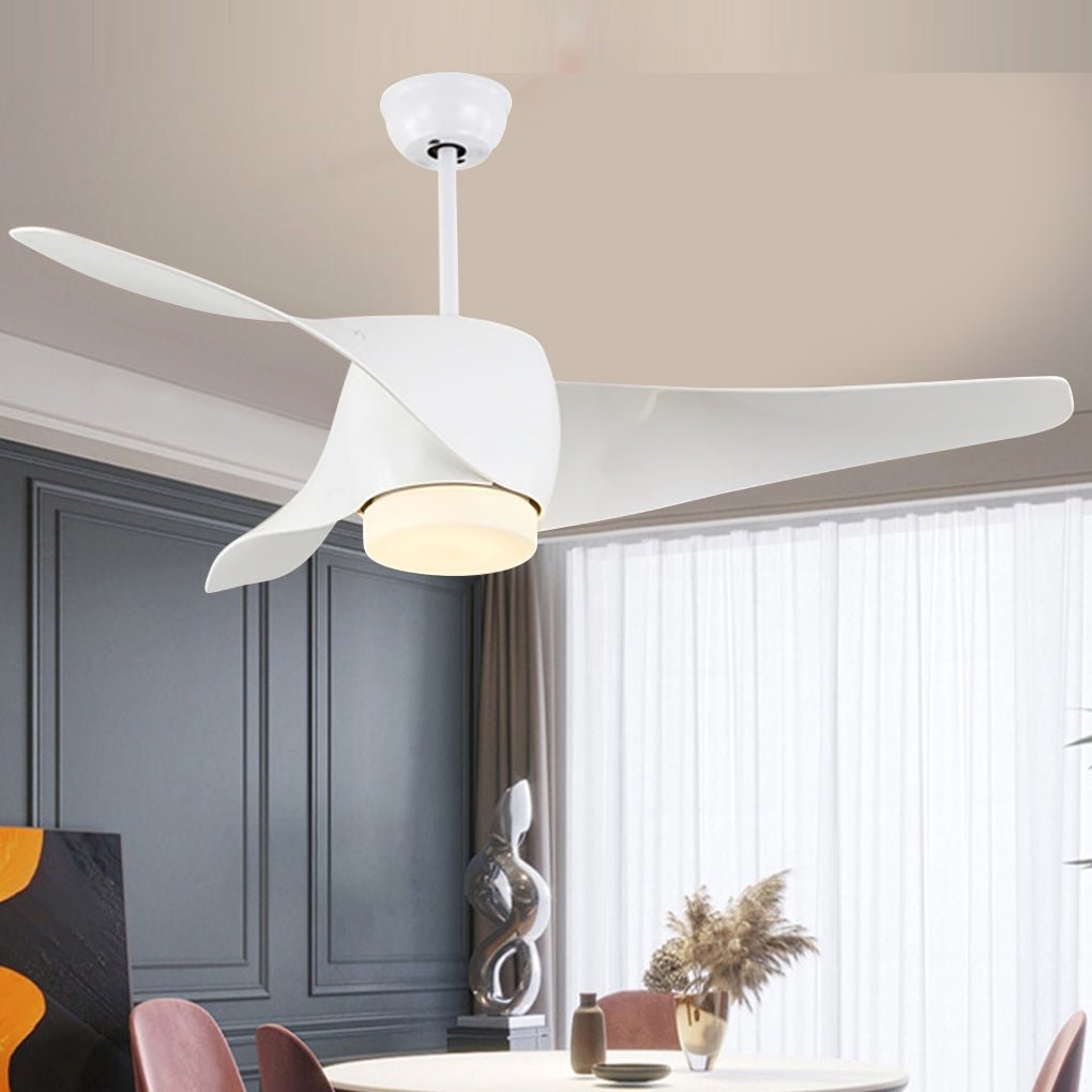 Modern 52 Inch Smart Ceiling Fan with LED Three Color Dimming Light and Remote Control