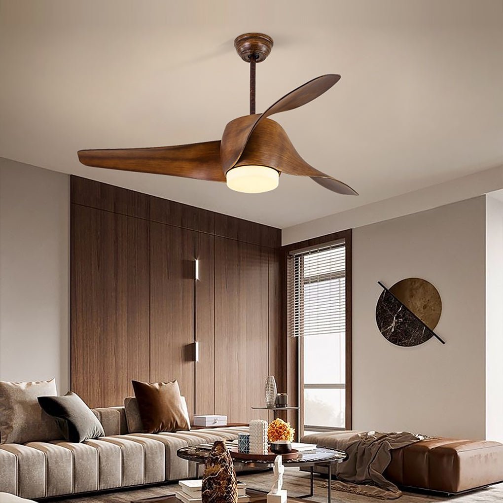 Modern 52 Inch Smart Ceiling Fan with LED Three Color Dimming Light and Remote Control