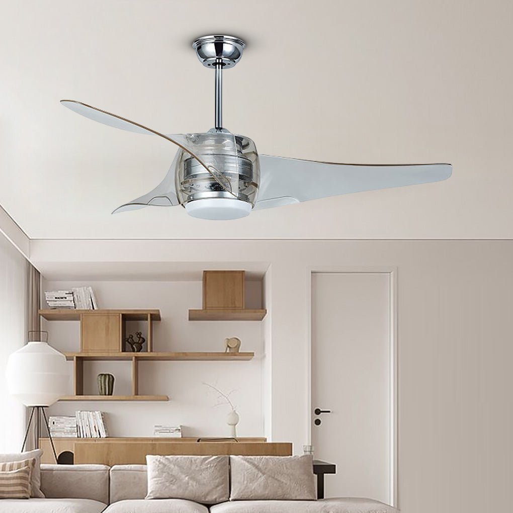 52 Inch Modern Minimalist LED Ceiling Fan Chandelier with Remote Control and Integrated Light