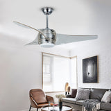 52 Inch Modern Minimalist LED Ceiling Fan Chandelier with Remote Control and Integrated Light