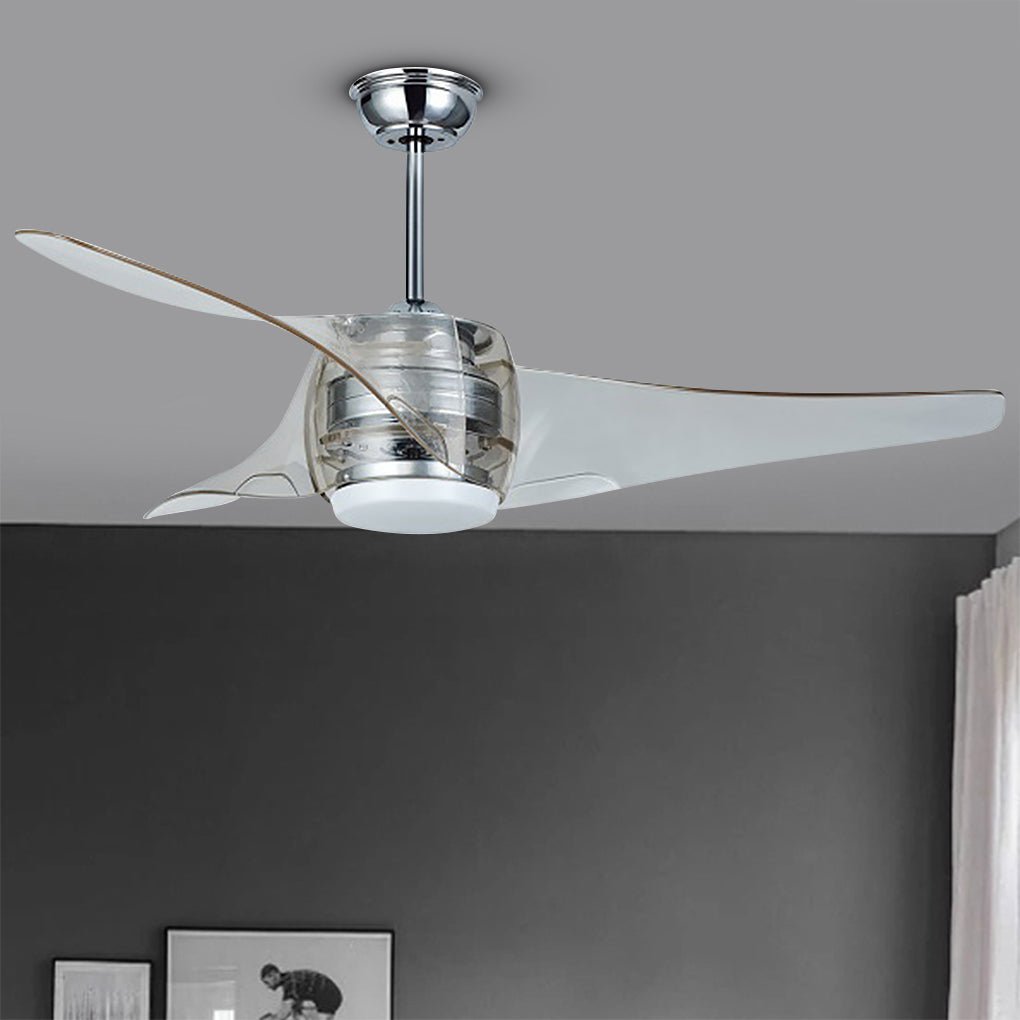 52 Inch Modern Minimalist LED Ceiling Fan Chandelier with Remote Control and Integrated Light