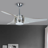 52 Inch Modern Minimalist LED Ceiling Fan Chandelier with Remote Control and Integrated Light