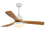 52 Inch Modern Solid Wood Ceiling Fan with LED Light and Minimalist Nordic Design