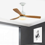 52 Inch Modern Solid Wood Ceiling Fan with LED Light and Minimalist Nordic Design