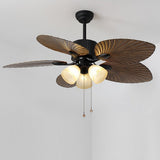 52 Inch Rustic Leaf Shaped Reversible Ceiling Fan with 12W Dimmable LED and Silent Inverter Motor