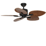 52 Inch Rustic Leaf Shaped Reversible Ceiling Fan with 12W Dimmable LED and Silent Inverter Motor