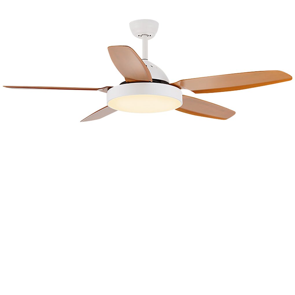 Modern 52 Inch Wood Blade Ceiling Fan with Dimmable LED Light and Remote Control Quiet Motor