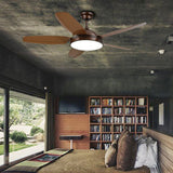 Modern 52 Inch Wood Blade Ceiling Fan with Dimmable LED Light and Remote Control Quiet Motor