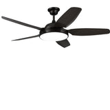 Modern 52 Inch Wood Blade Ceiling Fan with Dimmable LED Light and Remote Control Quiet Motor