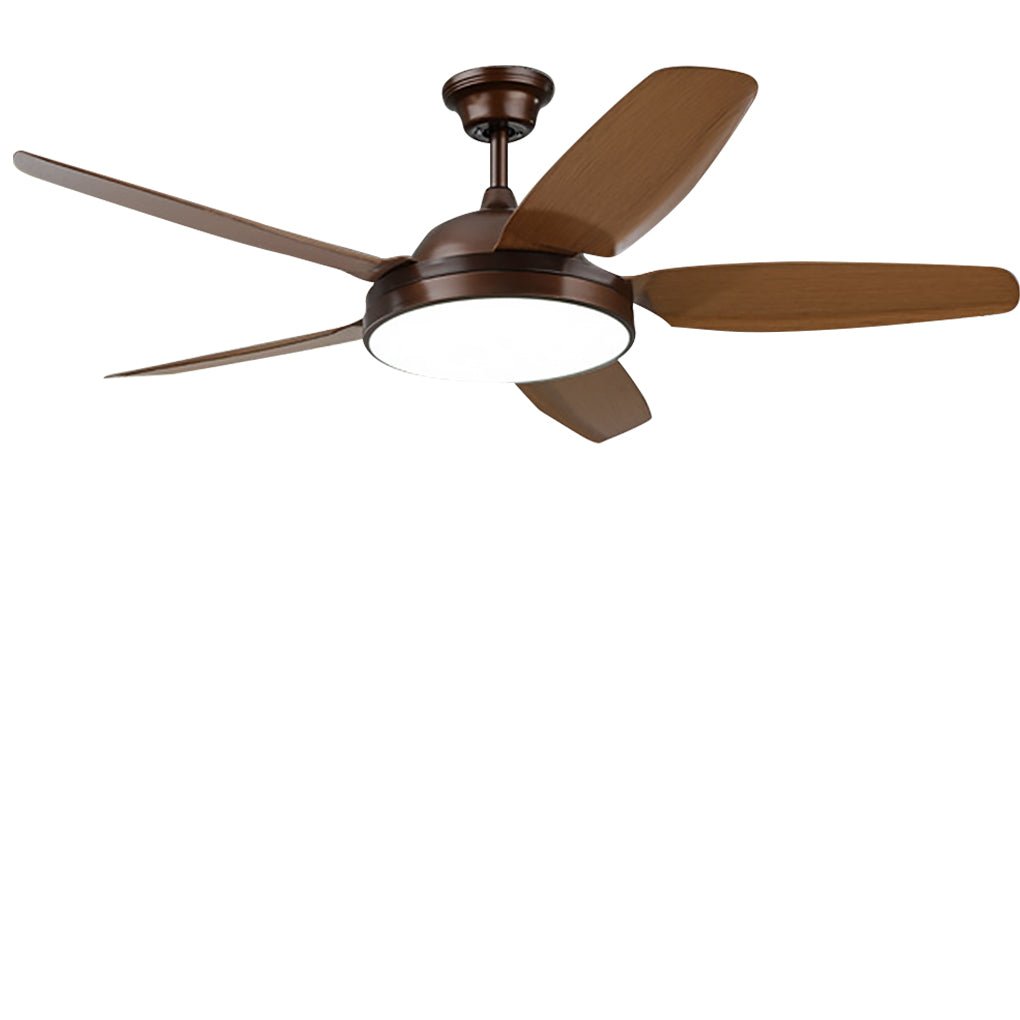 Modern 52 Inch Wood Blade Ceiling Fan with Dimmable LED Light and Remote Control Quiet Motor