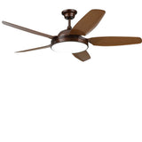 Modern 52 Inch Wood Blade Ceiling Fan with Dimmable LED Light and Remote Control Quiet Motor