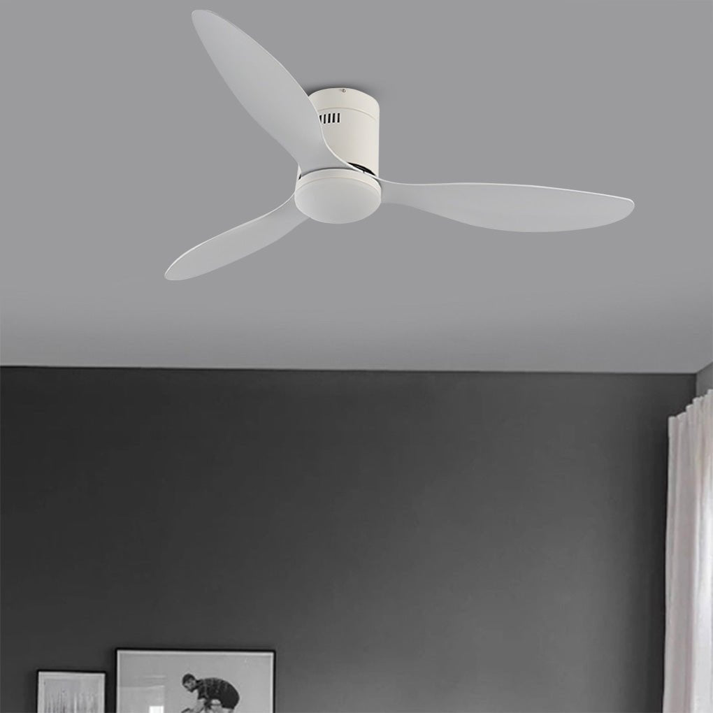 52 Inch Modern White Ceiling Fan with Variable Frequency Motor and Dimming LED Light