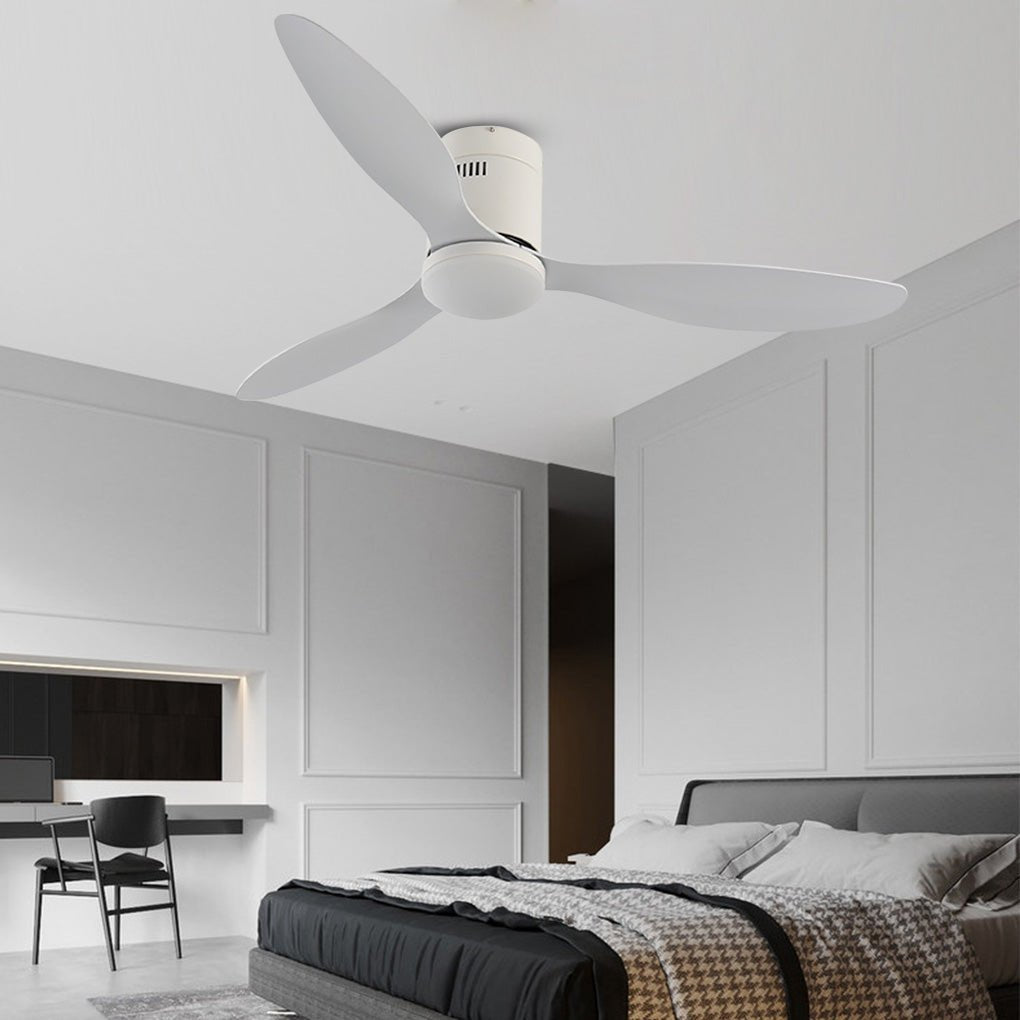 52 Inch Modern White Ceiling Fan with Variable Frequency Motor and Dimming LED Light
