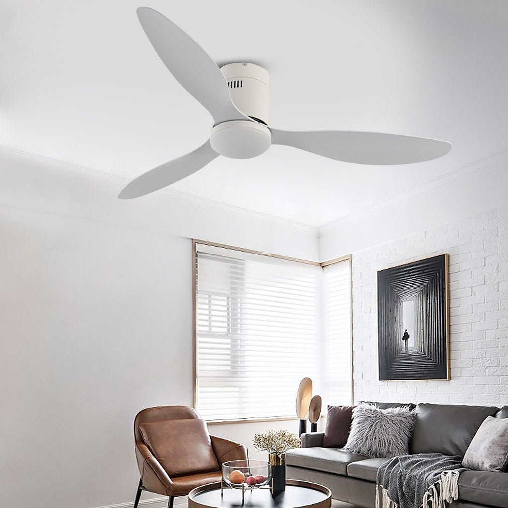 52 Inch Modern White Ceiling Fan with Variable Frequency Motor and Dimming LED Light