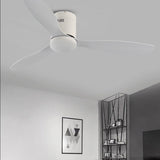 52 Inch Modern White Ceiling Fan with Variable Frequency Motor and Dimming LED Light