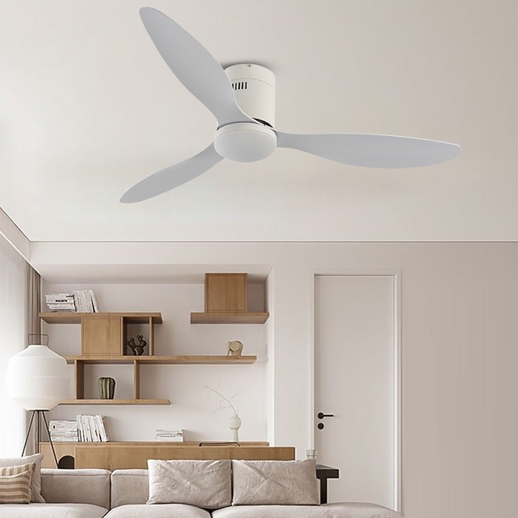 52 Inch Modern White Ceiling Fan with Variable Frequency Motor and Dimming LED Light