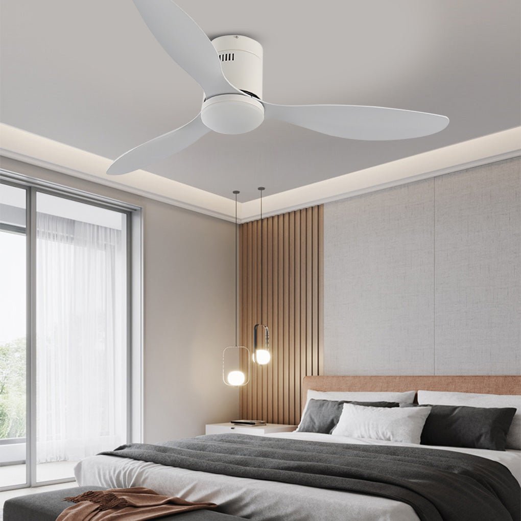 52 Inch Modern White Ceiling Fan with Variable Frequency Motor and Dimming LED Light