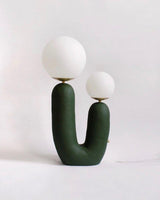 Modern Geometric Resin and Glass Table Lamp with Contemporary Sculptural Design
