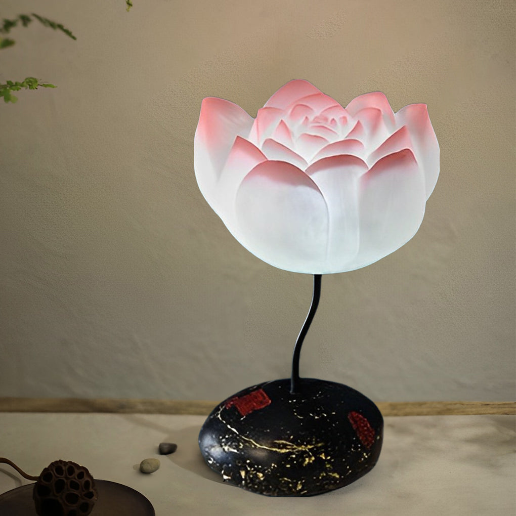 Modern Aesthetic Lotus Flower LED Floor Lamp with Pink and White Glass Shades