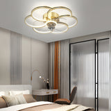 Modern Flower Shaped Silent LED Ceiling Fan with 3 Color Dimming Light