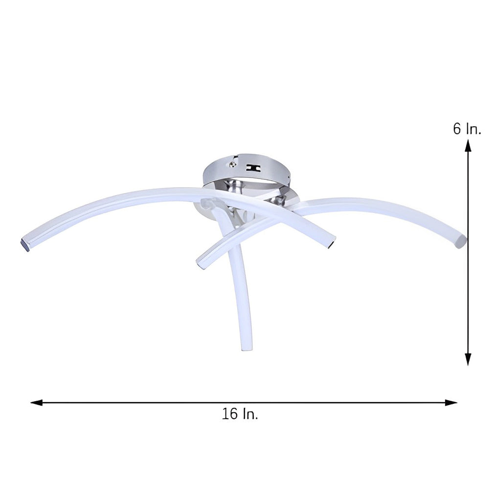Modern Geometric 3 Line LED Ceiling Light White Flush Mount Chandelier for Bedroom and Living Room