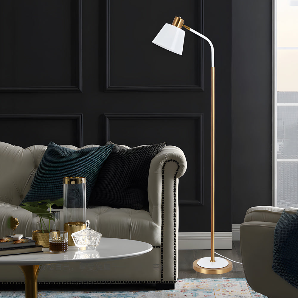 Modern 62 Inch Adjustable Metal Reading Floor Lamp with Rotatable Cone Shade and LED Bulb