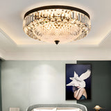 Modern Round Crystal LED Ceiling Light Luxury American Style Flush Mount Lamp with Dimming