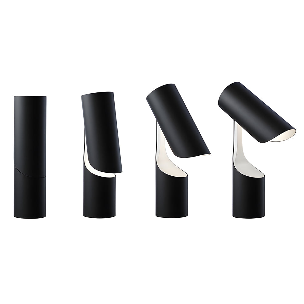 Modern Matte Black LED Desk Lamp with Adjustable Cylindrical Shade for Office and Workspace