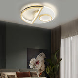 Modern Gold Semicircular LED Ceiling Light with 3 Color Dimming Acrylic Shade Flush Mount