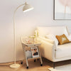 Modern White Arc Floor Lamp with Dimmable LED Dome Shade and Marble Base