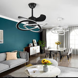 Modern Waves Flower Bladeless Ceiling Fan with LED Lighting Mute Timing Nordic Creative Chandelier Fan