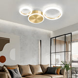 Contemporary Gold LED Flush Mount Ceiling Light Ring Circle Fixture for Living Room Bedroom