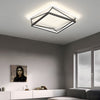 Modern Geometric Black LED Flush Mount Ceiling Light for Bedroom and Dining Area