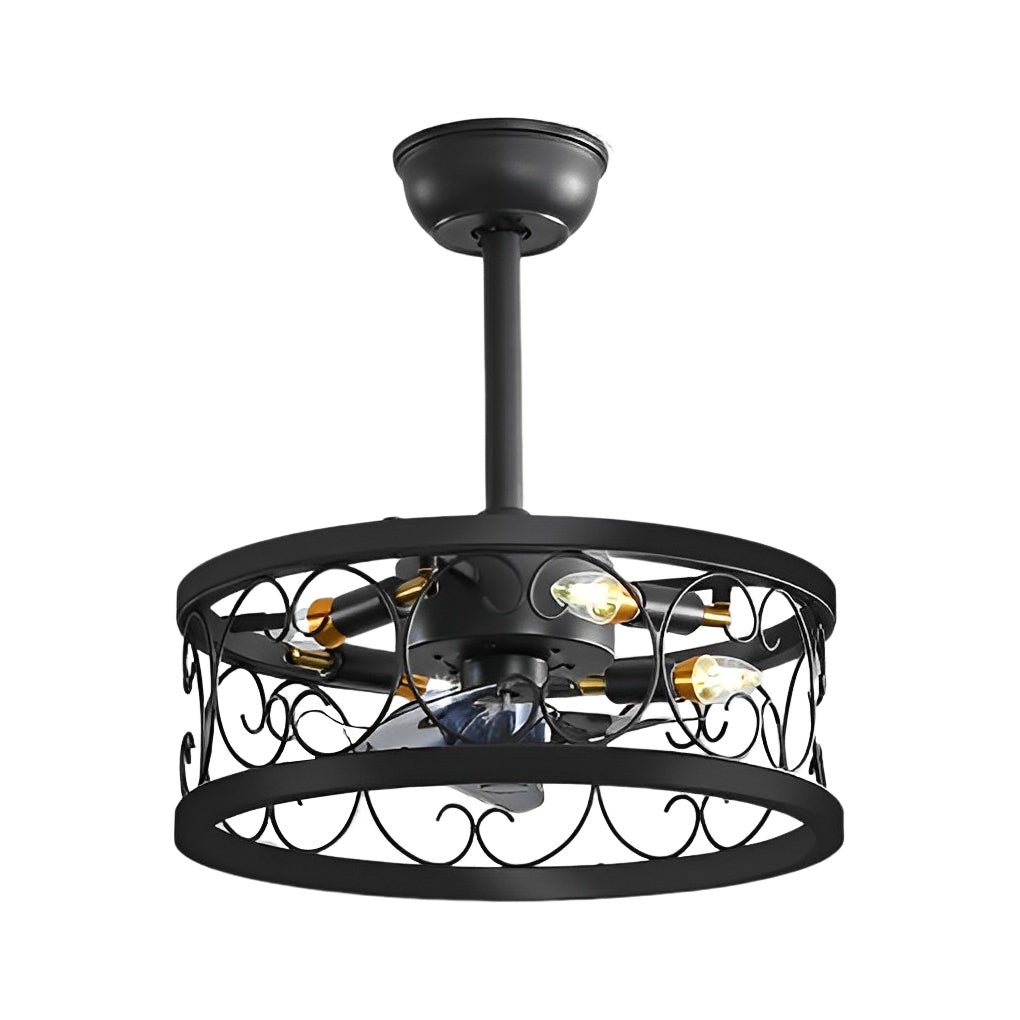 Retro Bladeless Ceiling Fan with 3 Color Dimmable LED Light and Remote Control