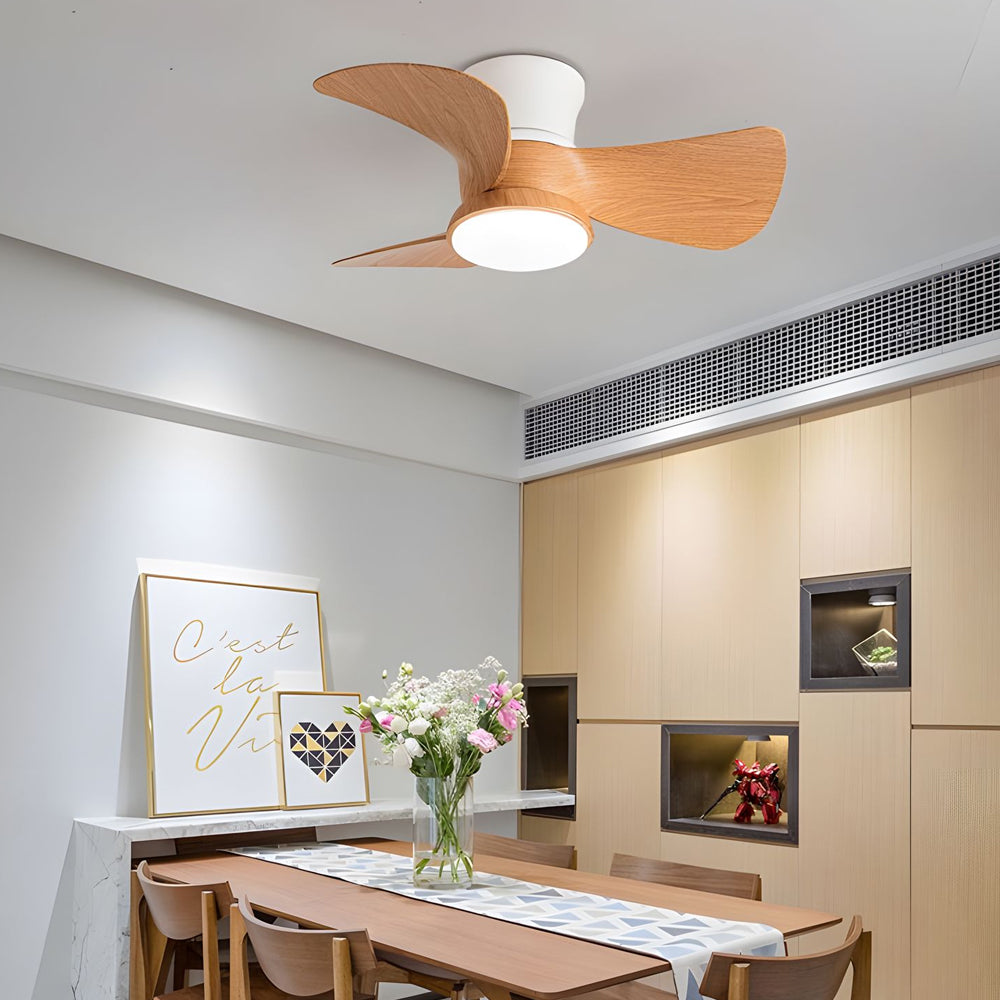 Modern Low Profile Flush Mount Ceiling Fan with LED Light and Remote Control for Small Rooms