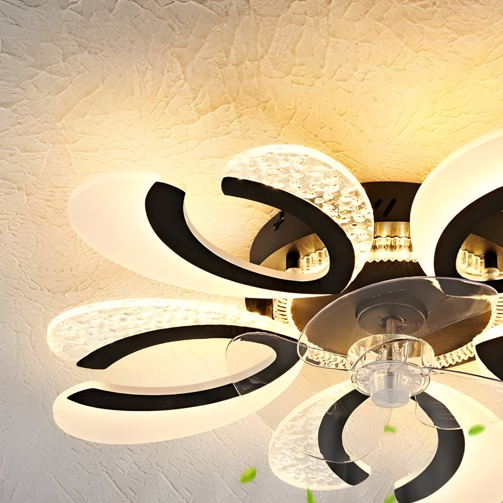 Modern Flower Smart Ceiling Fan with Dimmable LED Light and 6 Speed Silent Remote Control