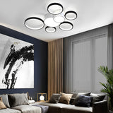 Modern Geometric Multiple Ring LED Flush Mount Ceiling Light Nordic Circle Chandelier for Living Room
