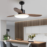 Modern Nordic Wood Ceiling Fan with Dimmable LED Light and Remote 48 Inch Quiet Reversible Motor