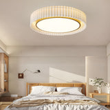 Nordic Style Pleated Fabric LED Chandelier Modern Gold Flush Mount Ceiling Light for Bedroom