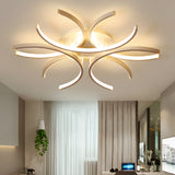 Modern Semi Circle Flower LED Ceiling Light Dimmable White Aluminum Flush Mount Fixture