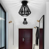 Modern Industrial Metal Cage LED Flush Mount Ceiling Light for Hallway and Entryway
