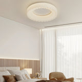 Modern Round LED Ceiling Light Fixture with Three Step Dimming Acrylic Flush Mount Lamp for Bedroom
