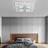 Modern Square Geometric LED Flush Mount Ceiling Light with Remote Control Stepless Dimming