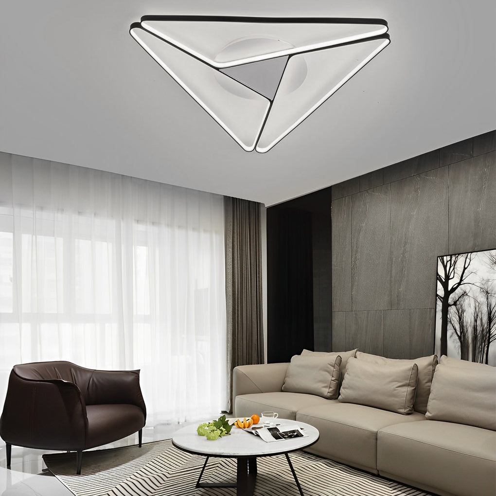 Modern Geometric LED Flush Mount Ceiling Light Fixture for Living Room and Bedroom