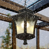 Retro Outdoor Waterproof Chandelier with Water Drop Glass Shade Elegant Hanging Light for Patio
