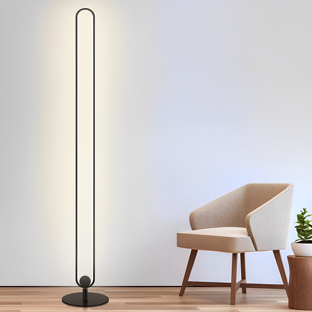 Modern Oval Silhouette LED Floor Lamp Minimalist Standing Light with Metal Base