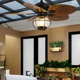 Tropical Palm Leaf Reversible Ceiling Fan with LED Light and Remote Control in Vintage Brown 42 52 Inch