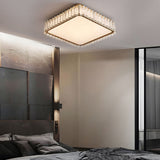 Modern Gold K9 Crystal Flush Mount Ceiling Light Luxury LED Round or Square Lamp with Frosted Shade