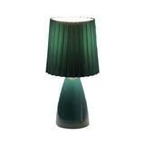 Modern 12 Inch Pleated Shade Glass Table Lamp with 3 Step Dimming and USB Power
