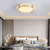 Modern Copper LED Flush Mount Ceiling Light with Water Ripple Glass Drum Shade Gold Finish